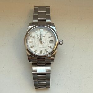 36mm Seiko Mod Silver Watch with Date Display